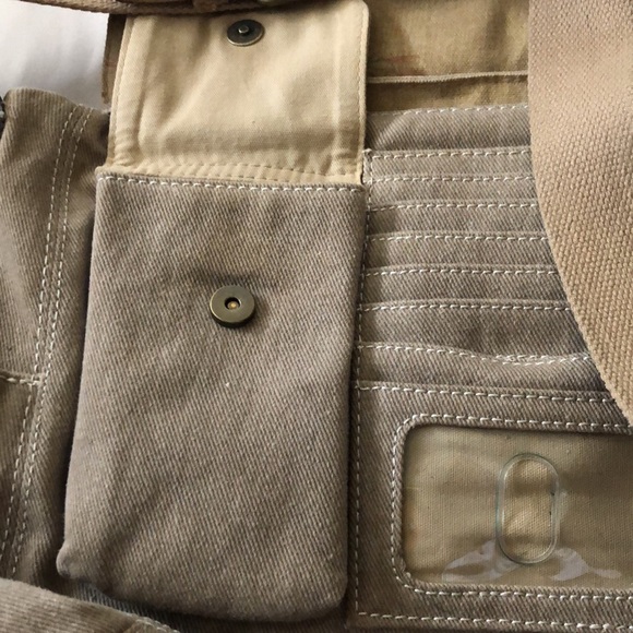 #Vintage Fossil Khaki #Canvas Messenger Bag with Floral & Khaki Interior - Picture 15 of 16